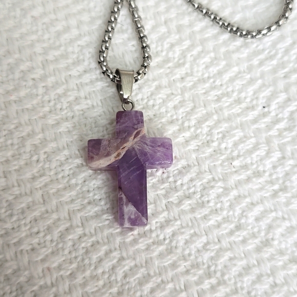 Amethyst Cross Necklace - Picture 5 of 5